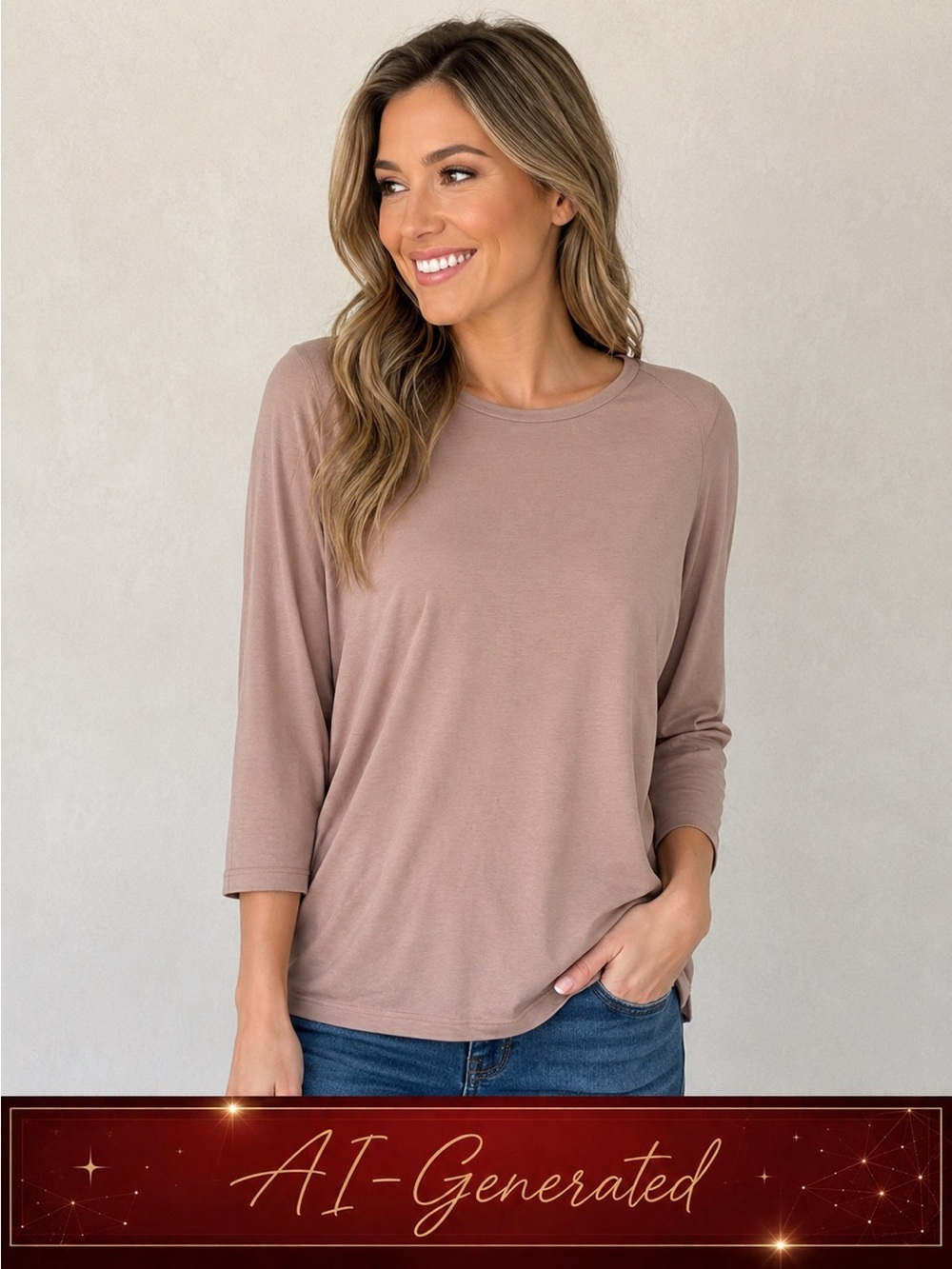 Eileen Fisher 3/4 Sleeve Pullover Shirt Blouse Tencel Jersey Ballet Neck Tunic